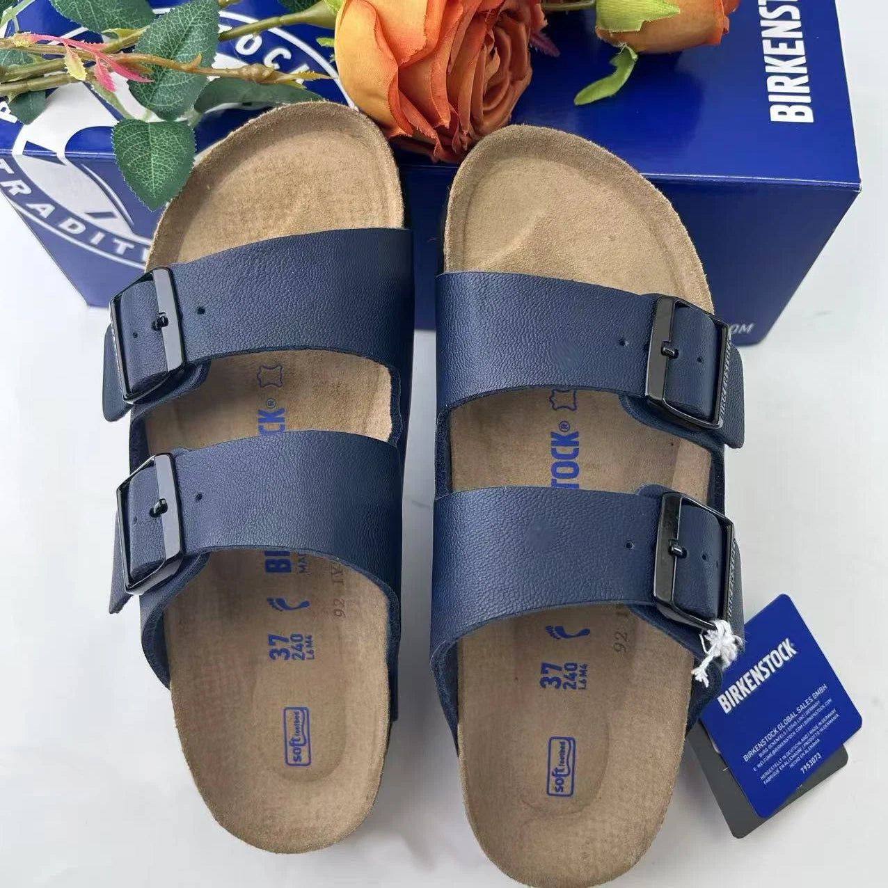 Sandalias Birkenstock Arizona Plantilla Suave Azul Birko-Flor - Tallas 37 al 43